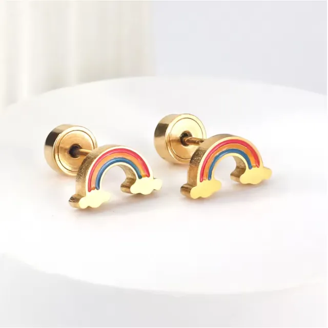 Children's earrings hypoallergenic steel 316L gold