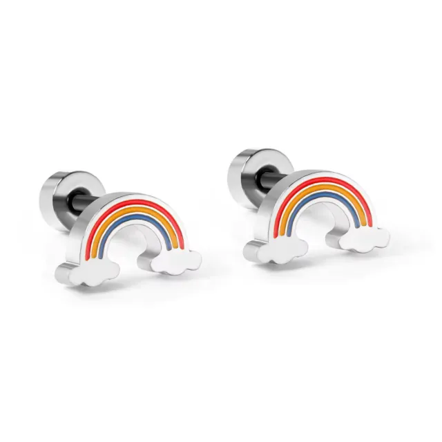 Children's earrings hypoallergenic steel 316L silver