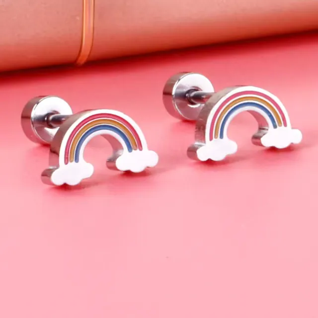 Children's earrings hypoallergenic steel 316L silver