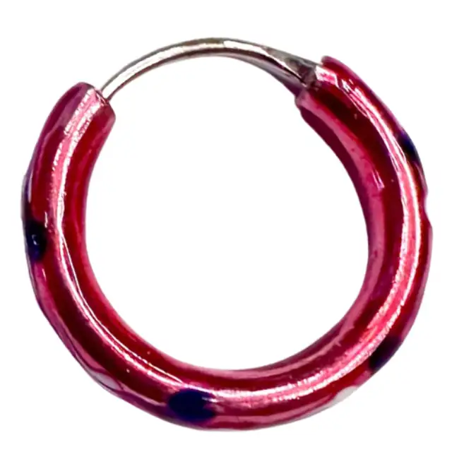Unisex earrings hoops pair 12mm silver 925 in pink colour
