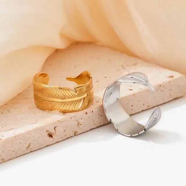 Γυναικείο δαχτυλίδι  με σχέδιο ατσάλι χρυσό bode 02464