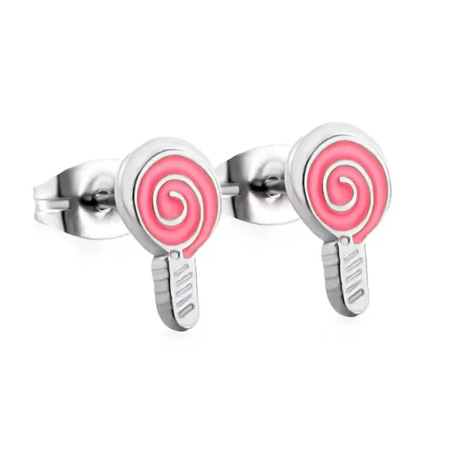 Children's earrings hypoallergenic steel 316L silver