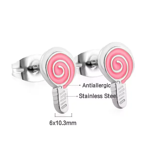 Children's earrings hypoallergenic steel 316L silver