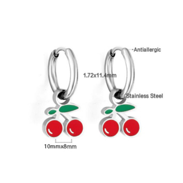 Children's earrings hypoallergenic rings fruit steel 316L silver 