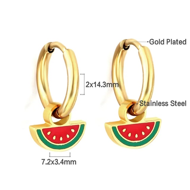 Children's earrings hypoallergenic rings fruit steel 316L gold 