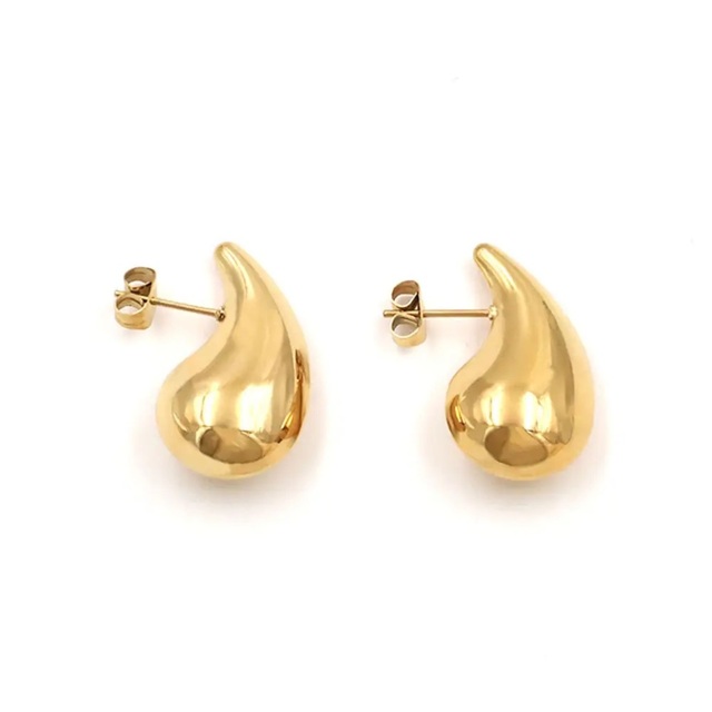 Γυναικεία σκουλαρίκια κρίκοι Chunky Drops 20mm ατσάλι 316L χρυσό bode 02673