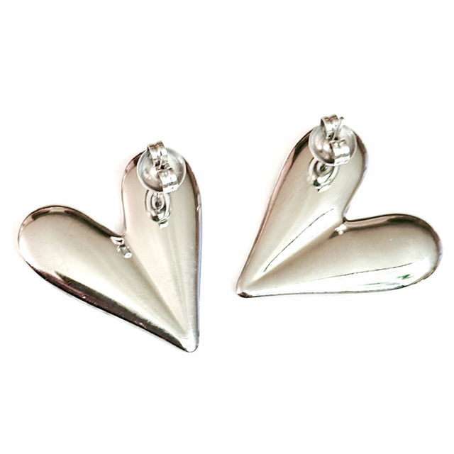 Γυναικεία σκουλαρίκια Καρδιά ατσάλι 316L ασημί bode 02694
