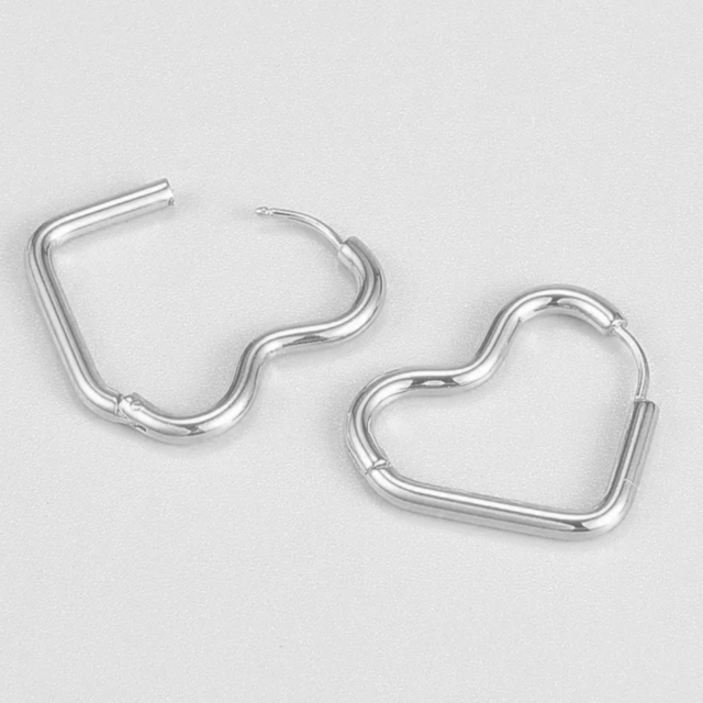 Women's earrings Hoop Hearth steel 316L silver 