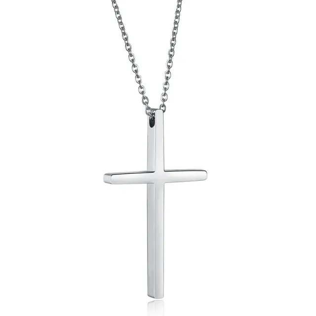 Μens necklace cross steel 316 L silver