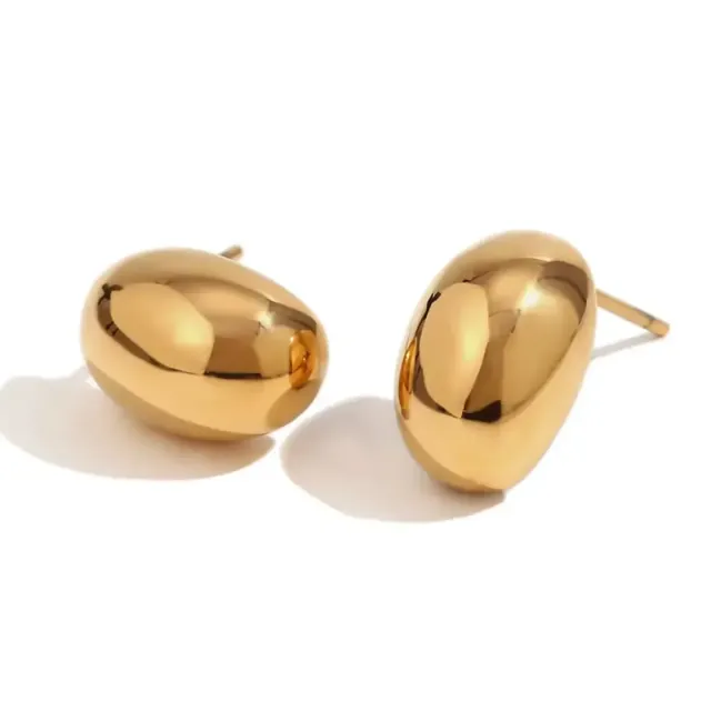 Women's earrings Vintage Oval  steel 316L gold bode 02713