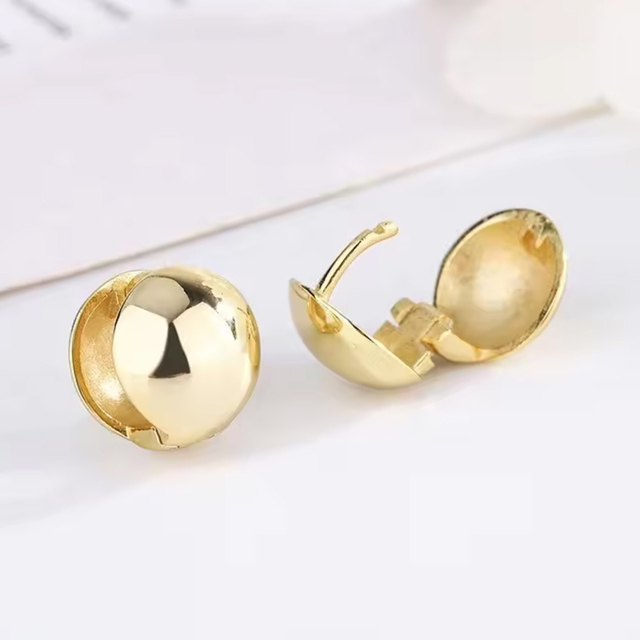 Women's earrings ball shaped steel 316L gold 