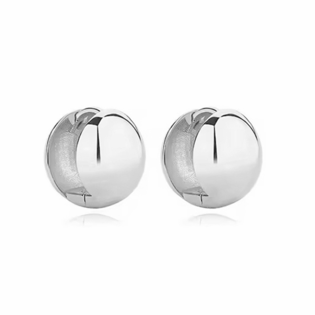 Women's earrings ball shaped steel 316L silver 