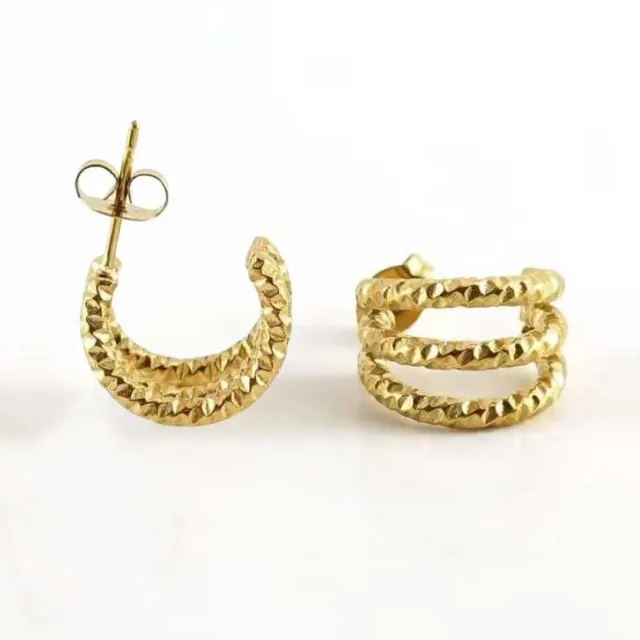 Women's earrings steel rings  gold