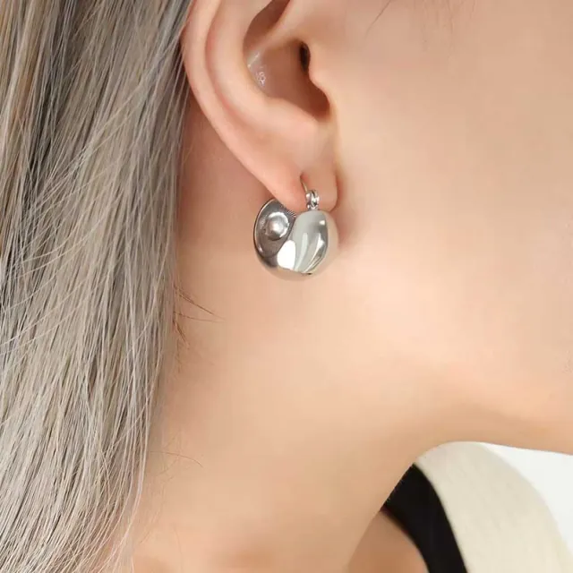 Earrings rings steel 316L silver