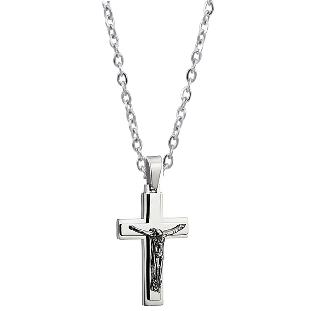 Ανδρικός σταυρός με αλυσίδα ατσάλι 316L ασημί bode 02950