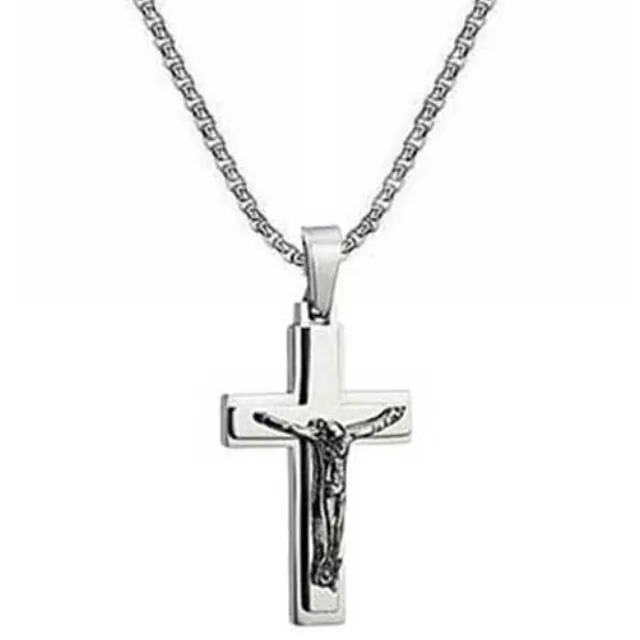 Men's steel cross 316L silver