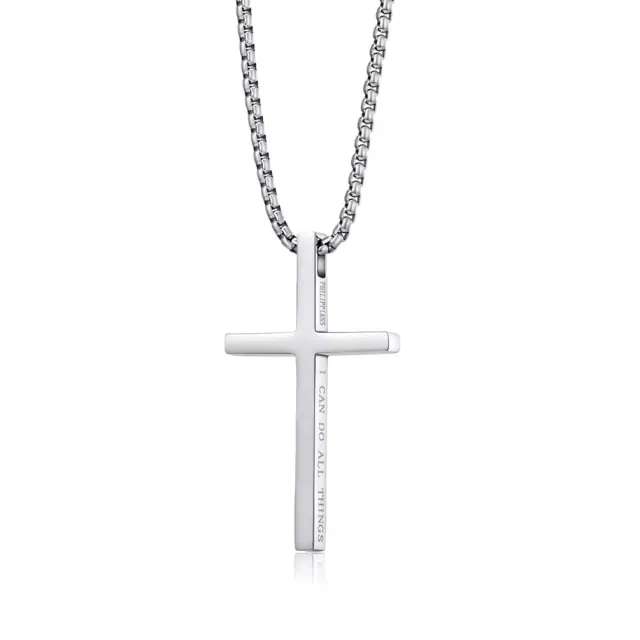 Μens necklace cross steel 316 L silver