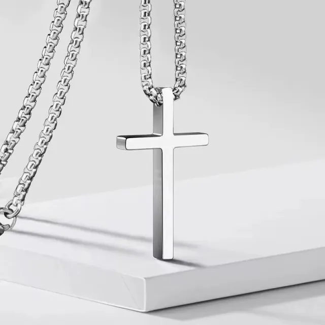 Μens necklace cross steel 316 L silver