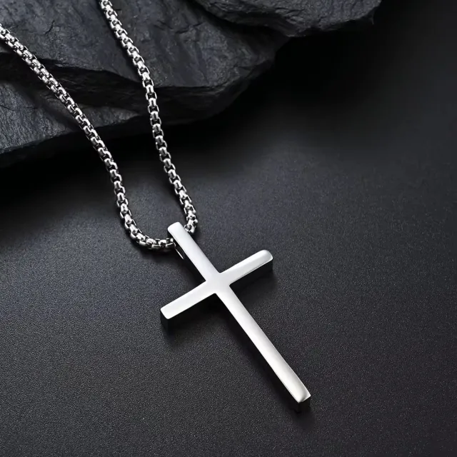 Μens necklace cross steel 316 L silver