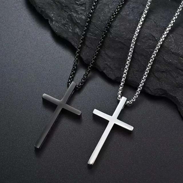Μens necklace cross steel 316 L black