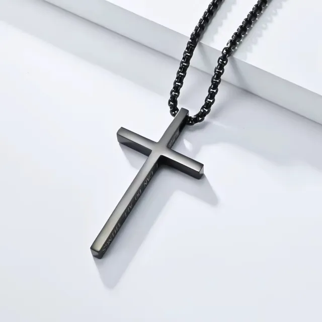 Μens necklace cross steel 316 L black