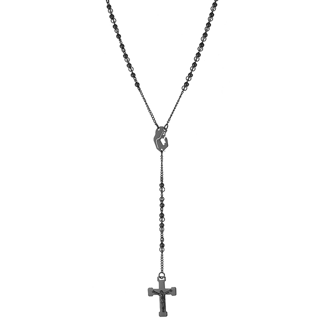 Men's steel cross with chain 316L black
