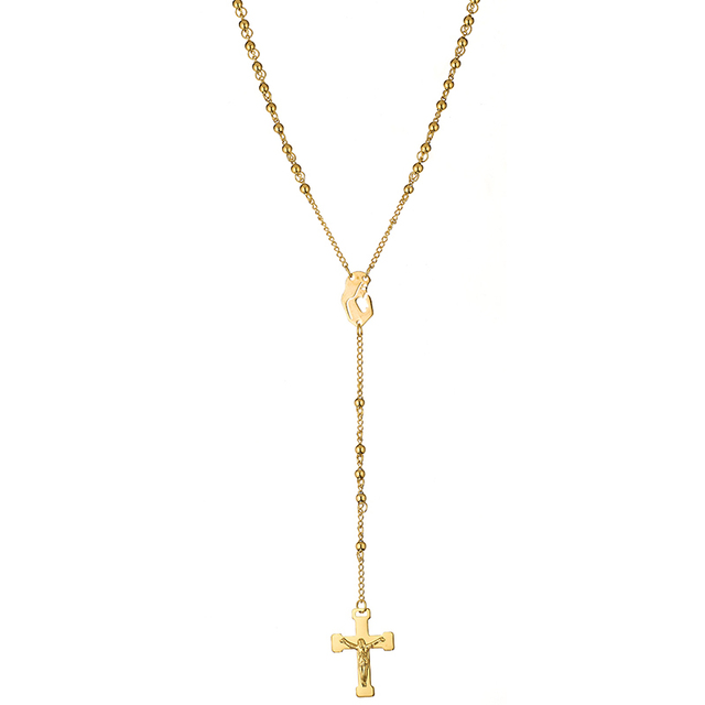 Men's steel cross with chain 316L gold