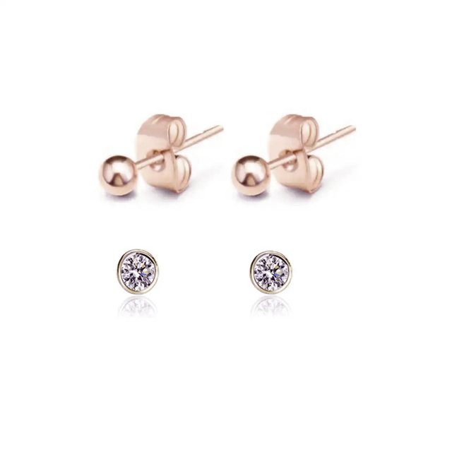 Women's 316L steel earrings Set of 2 Pairs rose-gold