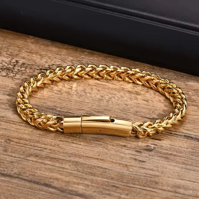 Men's stainless steel bracelet 316L gold 