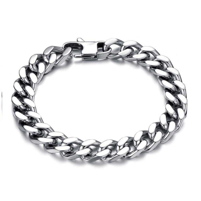 Ανδρικό βραχιόλι αλυσίδα πάχος 10mm ατσάλι 316L ασημί bode 03783