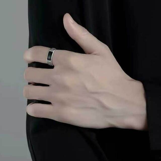 Ανδρικό δαχτυλίδι Βέρα με μαύρη πέτρα ατσάλι 316L ασημί bode 03802