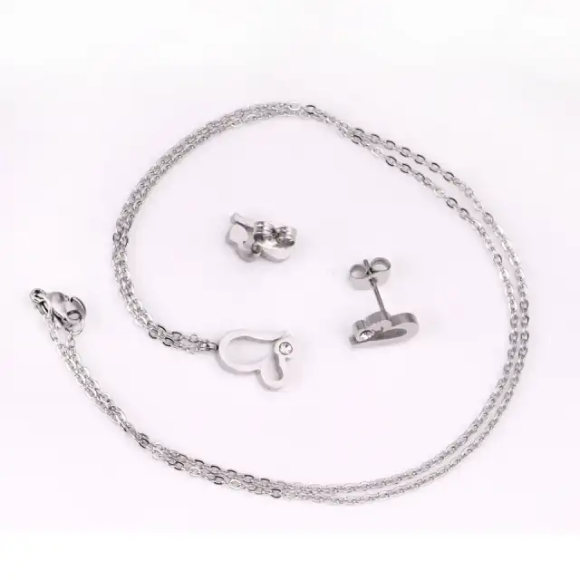 Women's Set necklace-earrings hypoallergenic steel 316L silver