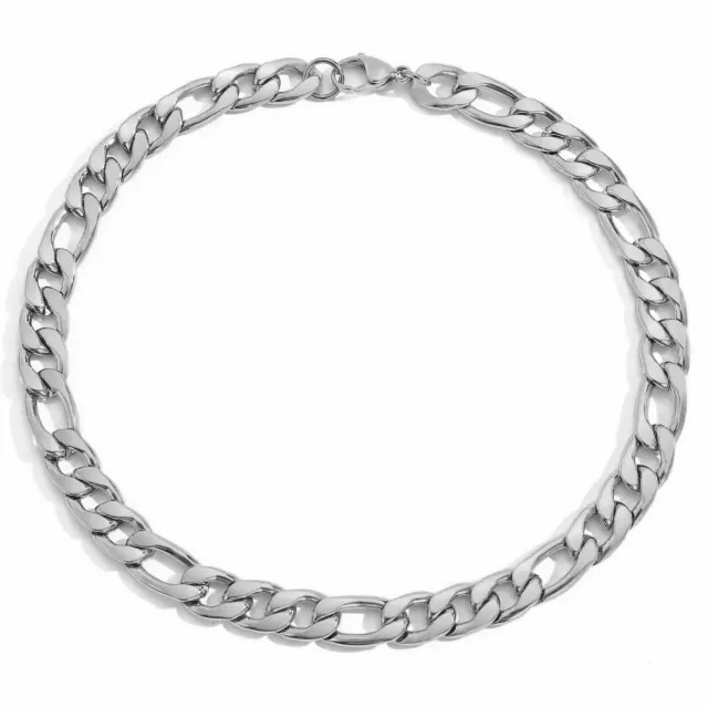 Men's 316L steel Figaro chain bracelet silver