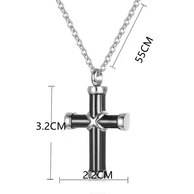 Ανδρικός σταυρός με αλυσίδα ατσάλι 316L ασημί με μαύρο BODE  03970