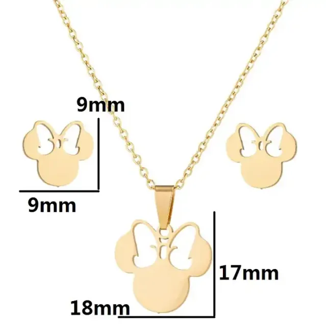 Παιδικό Set κολιέ-σκουλαρίκια υποαλλεργικά χρυσό Mini mouse ατσάλι 316L bode 04025