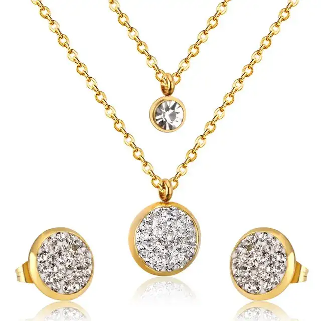 Women's Set necklace-earrings hypoallergenic steel 316L gold