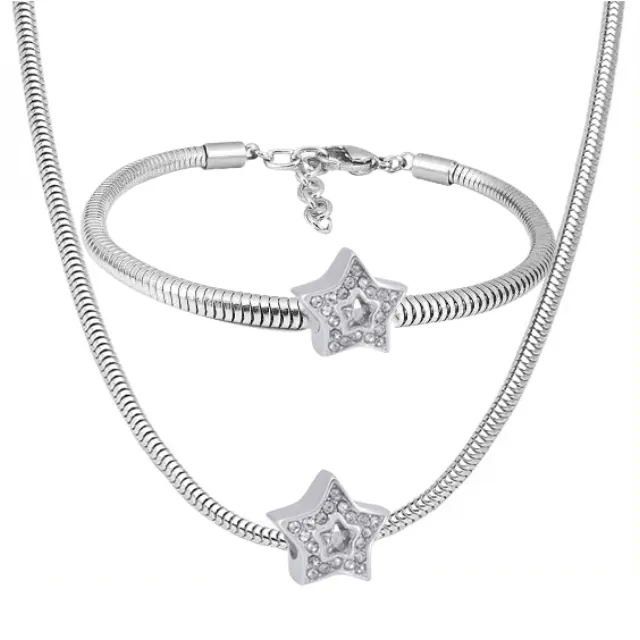 Women's Set necklace-bracelet hypoallergenic steel 316L silver