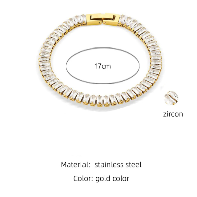 Women's Bracelet with Zircon Stones White steel 316L gold 