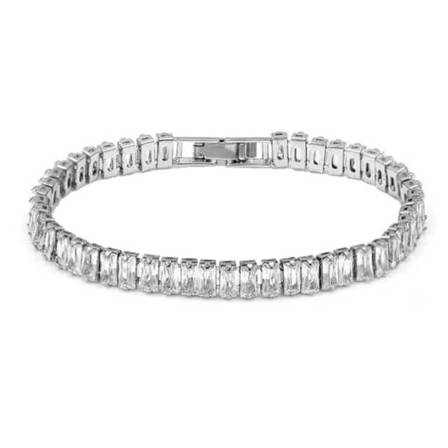 Women's Bracelet with Zircon Stones White steel 316L silver 