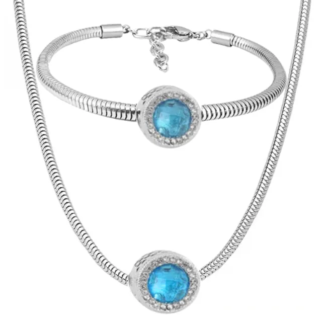 Women's Set necklace-bracelet hypoallergenic steel 316L silver