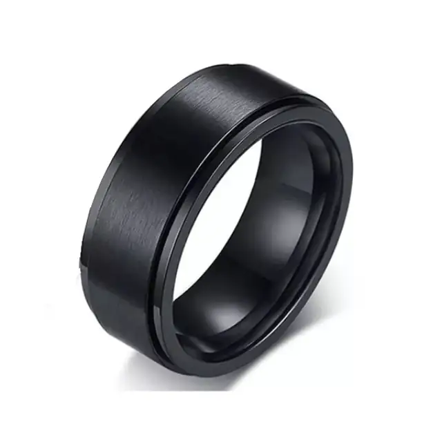 Men's ring with black stone 316L black