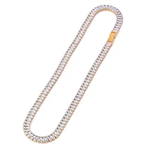 Women's Necklace with Zircon Stones White steel 316L gold 