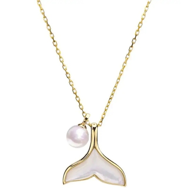 Women's necklace Fish Tail & Pearl steel 316L gold bode 07240