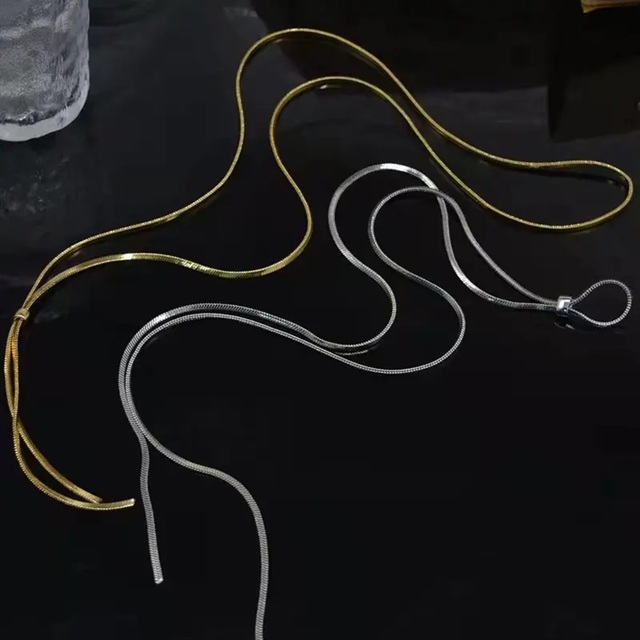 Γυναικείο κολιέ αλυσίδα φίδι μακρύ ατσάλι 316L ασημί bode 07247