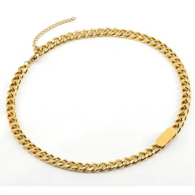 Women's chain necklace 8mm gold-plated steel 316L.