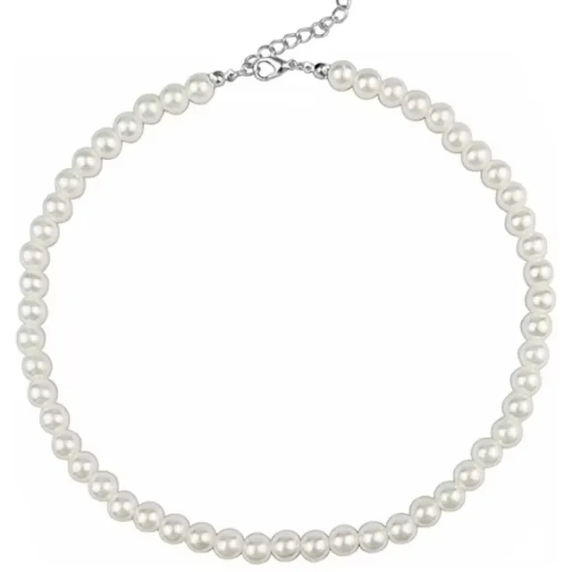 Womens necklace pearls steel 316 L silver