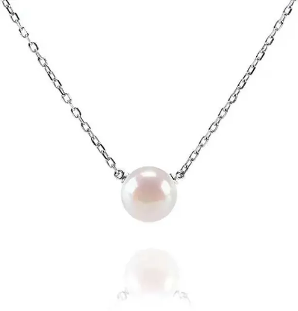 Womens necklace pearl steel 316 L silver