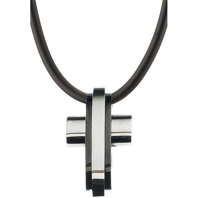  Men's steel cross 316L silver/black colour