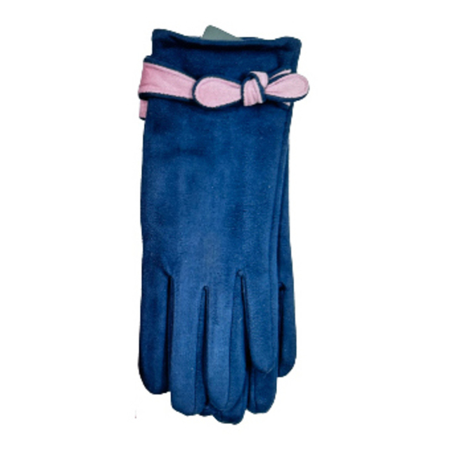 Women's fur neck-gloves set Verde 12-0503 blue