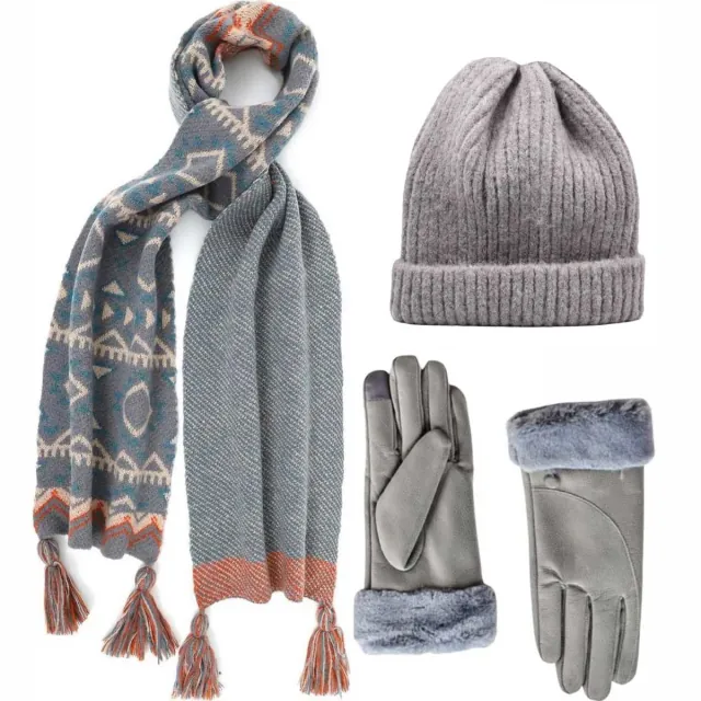 BODE Set Women's Hat and Scarf and gloves one size grey